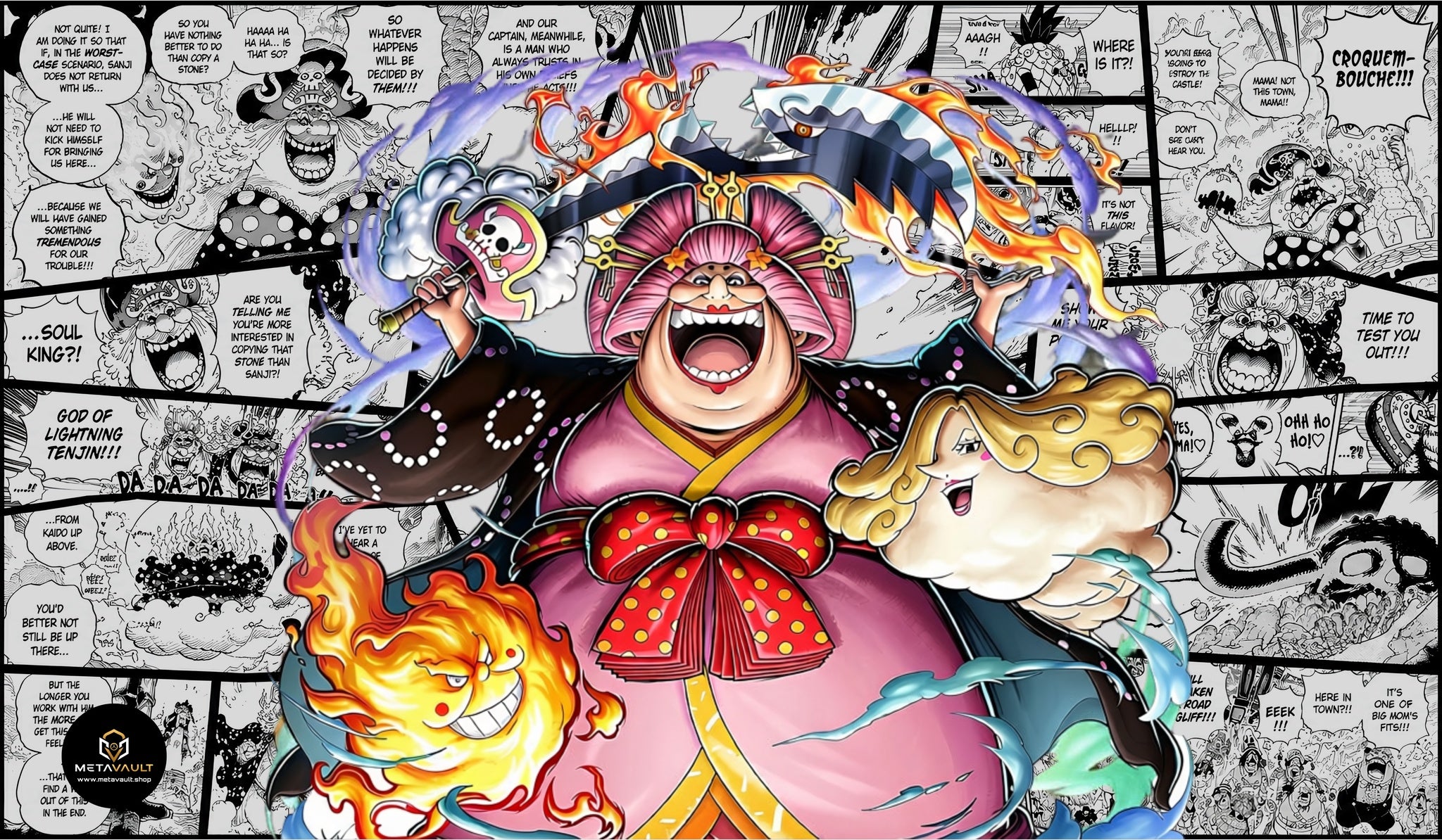 Charlotte Linlin Big Mom Manga Edition One Piece TCG playmat full design, 24x14 inch premium anime playmat