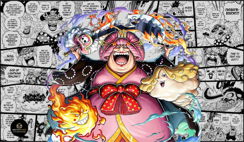 Charlotte Linlin Big Mom Manga Edition One Piece TCG playmat full design, 24x14 inch premium anime playmat