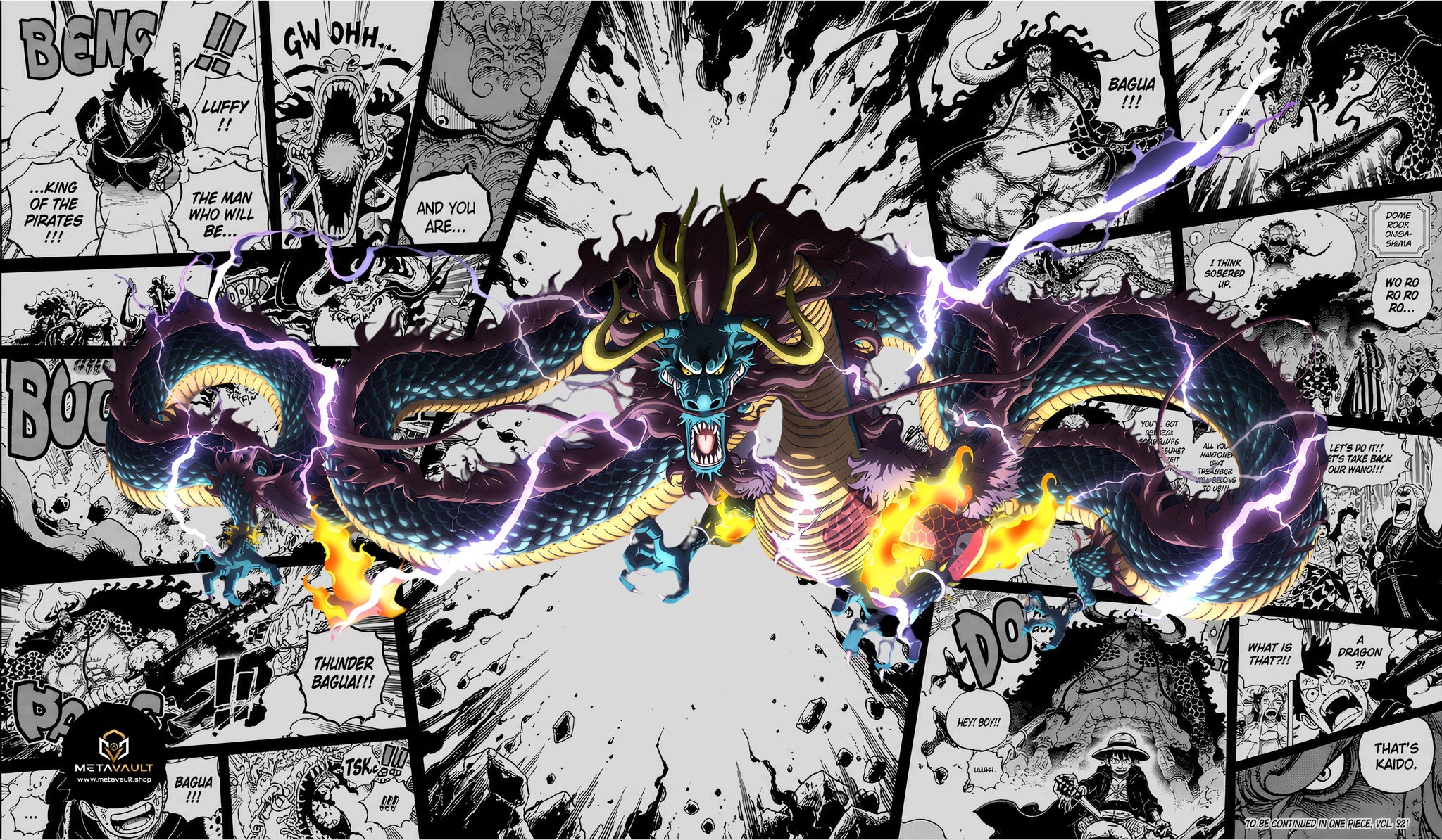 Kaido Dragon Form Manga Edition One Piece TCG playmat full design, 24x14 inch premium anime playmat