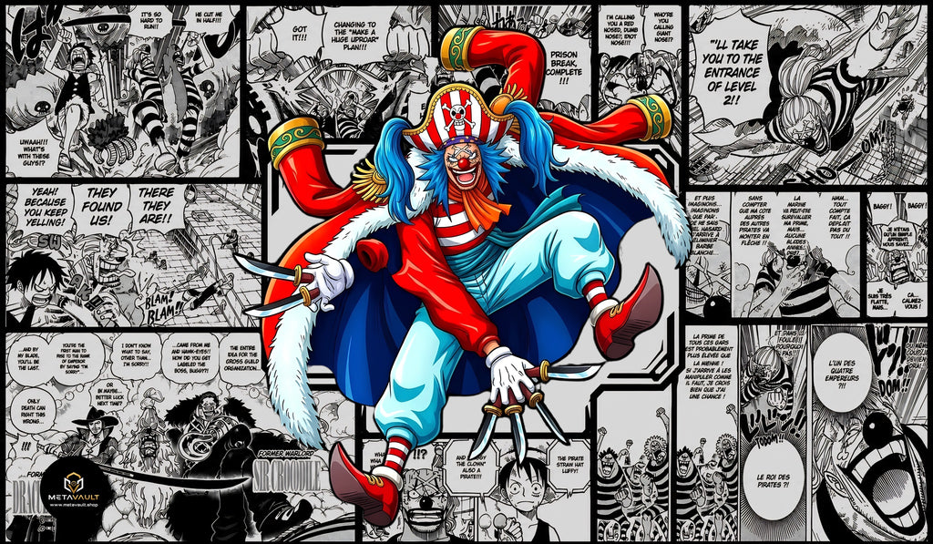 Buggy the Clown One Piece TCG playmat full design, 24x14 inch premium anime playmat