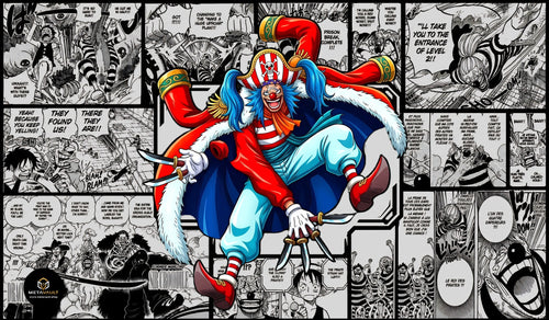 Buggy the Clown One Piece TCG playmat full design, 24x14 inch premium anime playmat