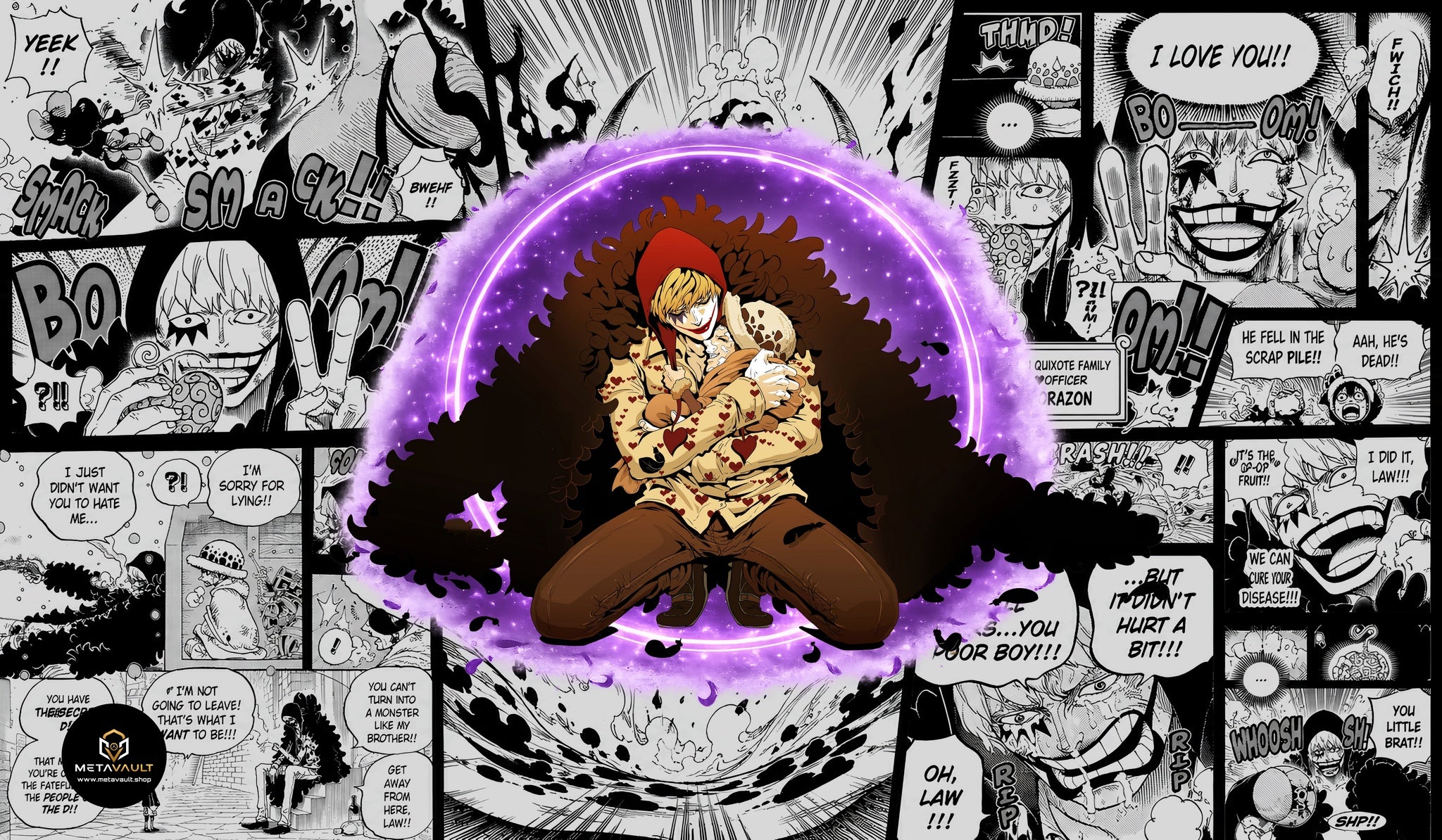 Rosinante Corazon Manga Edition One Piece TCG playmat full design, 24x14 inch premium anime playmat