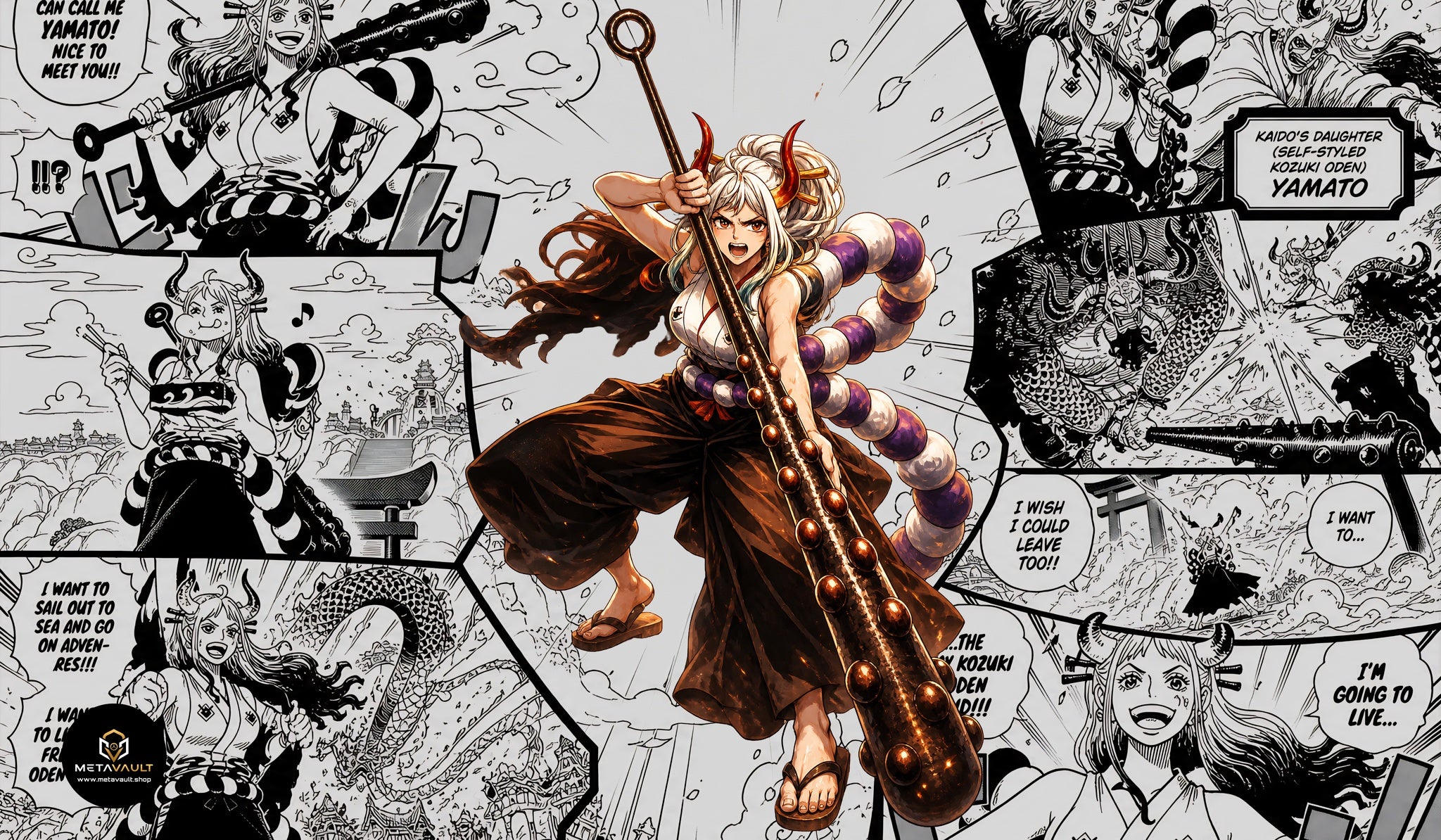 Yamato Oni Princess One Piece TCG playmat full design, 24x14 inch premium anime playmat