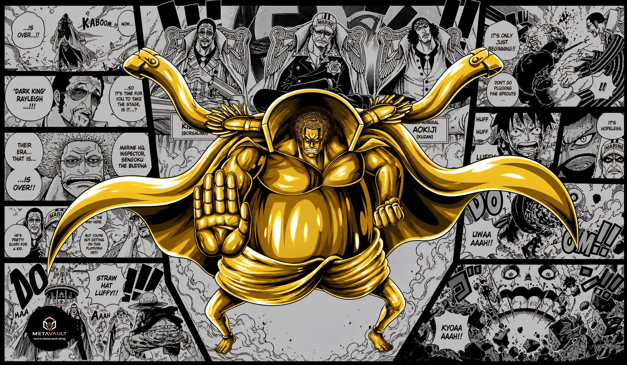 Sengoku Buddha Form One Piece TCG playmat full design, 24x14 inch premium anime playmat
