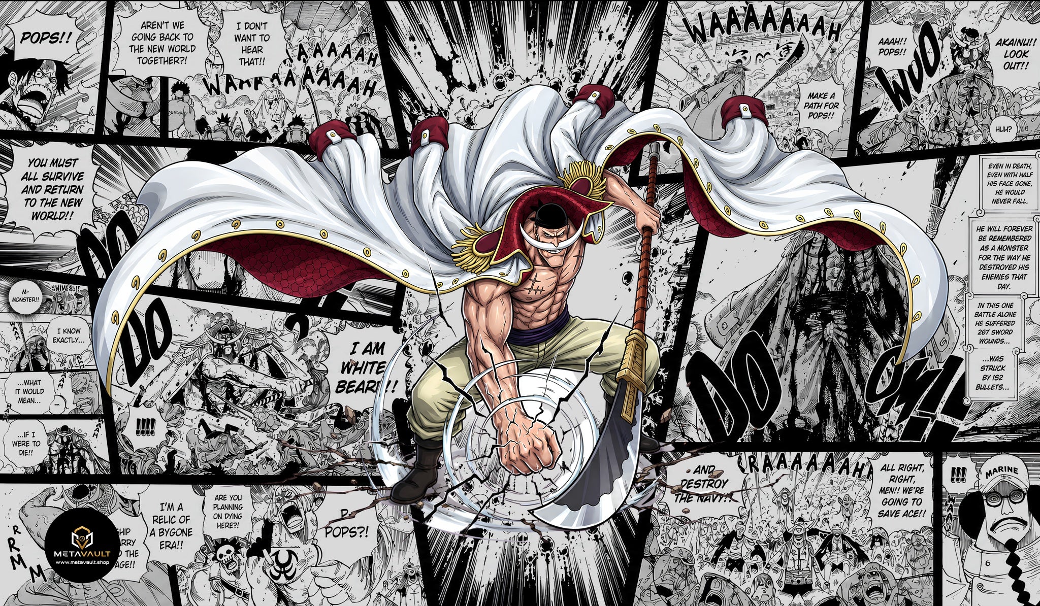 Edward Newgate Whitebeard Manga Edition One Piece TCG playmat full design, 24x14 inch premium anime playmat