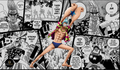 Franky Manga Edition One Piece TCG playmat by MetaVault featuring full-color Franky artwork surrounded by black-and-white manga panels.