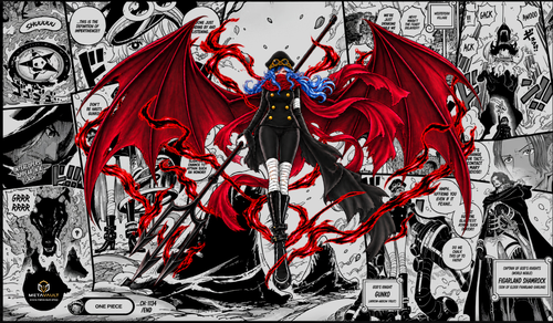 Gunko Manga Edition One Piece TCG playmat by MetaVault featuring Gunko with crimson wings and black-and-white manga artwork.